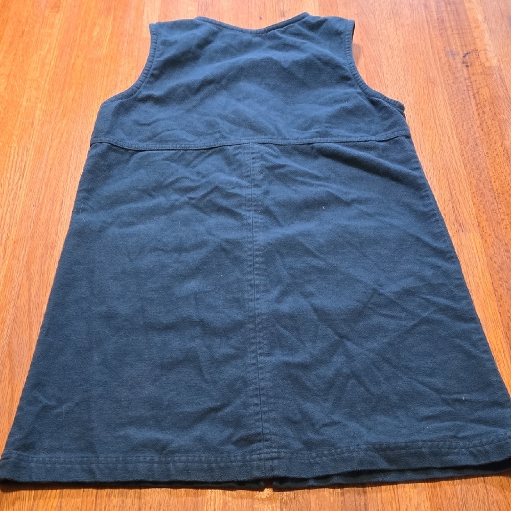 GAP Girls XL Dark Teal Cotton Front Full Zip Sleeveless Pocket Jumper Dress - Picture 7 of 7